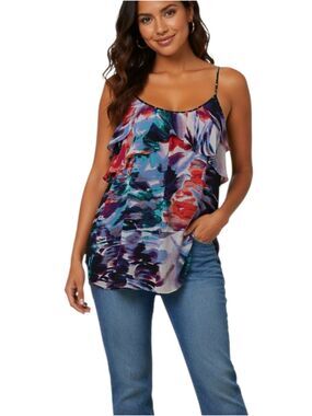 Calvin Klein Watercolor Ruffle Cami Top Size M
